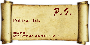 Putics Ida névjegykártya